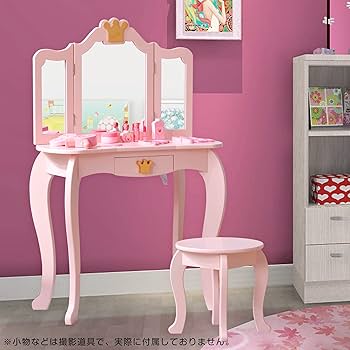 鏡台　ドレッサー　パステルピンク　姫系　地雷系　おままごと　キッズドレッサー Amazon｜ドレッサー 子供 ピンク 化粧台 ミラー付き 鏡台イチゴ